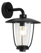 Модерна външна стенна лампа черна с прозрачно стъкло - Khana