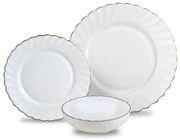 Сервиз за хранене Kinghoff KH 1921, 18 части, За 6 души, Опалово стъкло, Бял/Зластист