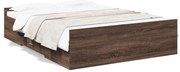 3280320 vidaXL Рамка за легло с чекмедже кафяв дъб 135x190 см инженерно дърво