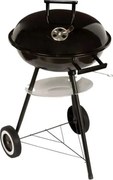 Барбекю на дървени въглища MasterGrill MG913, 42 см, Емайлирана стомана, Дървени дръжки, Долен рафт, 2 колела, Черен/Инокс