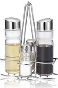 Стъклен оливерник комплект от 4 части на хромирана стойка 35мл+160мл MODERN LINE/(410)