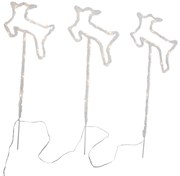 Комплект от 3 коледни прожектора бял елен с LED и таймер IP44 - Shika