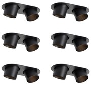 Комплект от 6 вградени спота черни GU10 70mm с наклон 2-Light - Installa