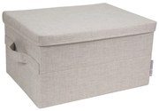 Бежова текстилна кутия за съхранение с капак 40x30x22 cm Soft Storage – Bigso