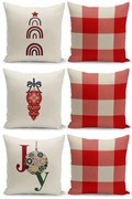 Комплект от 6 коледни декоративни калъфки за възглавници , 43 x 43 cm Christmas Noel - Kate Louise