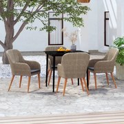 3099524 vidaXL Градински трапезен комплект с възглавници, 5 части, кафяв