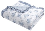 Бяло-синьо капитонирано покривало за легло 220x230 cm Lucie Floral Frill – Catherine Lansfield