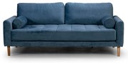 Двуместен диван Midcentury в синьо кадифе, 180/93/66 см