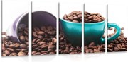 картини от 5 части – Чаши с кафени зърна