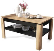 Разтегателна холна маса с повдигащ плот и рафт ADEN дъб крафт/черно