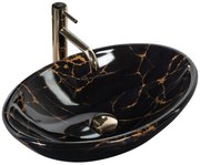 Умивалник за плот REA Pamela Black Marble Shiny