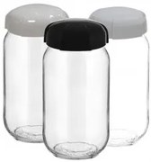 Стъклен буркан без декор 1л RHEA (ЧЕРЕН,БЯЛ или СИВ капак) M-131315 - Horecano