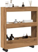 855249 vidaXL Тясна количка за съхранение 3 нива дъб артизан инженерно дърво