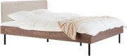 Двойно легло 200x200 cm тапицирано/ПДЧ от декор от орех с включена подматрачна рамка в тъмно естествен цвят Streiko – noo.ma