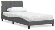 3310511 vidaXL Легло с матрак Hanko, тъмносиво, 100x200 см, плат