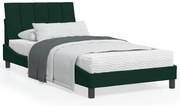 3208583 vidaXL Легло с матрак Hanko, тъмнозелено, 100x200 см, кадифе