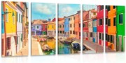 картини от 5 части – Пастелни къщички в градчето