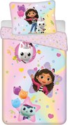 Розово единично памучно детско спално бельо 140x200 cm Gabby's Dollhouse "Rainbow" – Jerry Fabrics