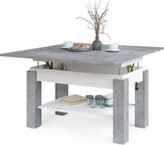 БРАВО Милениум Бетон/Бял - РАЗТЕГАТЕЛНА ХОЛНА МАСА С ПОВДИГАЩ МЕХАНИЗЪМ И С РАФТ