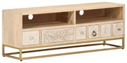 372012 vidaXL ТВ шкаф, 110x30x40 см, масивно мангово дърво и желязо