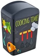 Horecano - Пластмасов кош за смет / отпадъци с люлеещ капак 10л с декор "Cooking" HOME-(TRN-195-01)