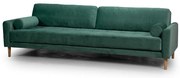 Четириместен диван Midcentury в тъмнозелено кадифе, 244/93/66 см