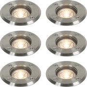 Комплект от 6 външни наземни прожектора стомана 11cm IP67 - Basic Round