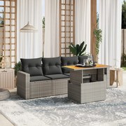 3271193 vidaXL Градински комплект с възглавници, 5 части, сив полиратан