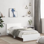 838617 vidaXL Рамка за легло с табла, бяла, 100x200 см, инженерно дърво