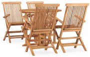 3059978 vidaXL Градински трапезен комплект, сгъваем, 5 части, тик масив