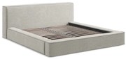 Светлосиво тапицирано двойно легло с място за съхранение и решетка 140x200 cm Noho - Makamii