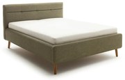 Зелено двойно легло 140x200 cm тапицирано с място за съхранение с включена подматрачна рамка Lotte – Meise Möbel