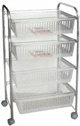 Ege - Стелаж 4 етажа с колела пластмаса/инокс 40373