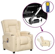 3093442 vidaXL Изправящ масажен стол, кремав, текстил