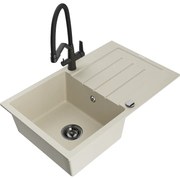 Mexen Bruno кухненска мивка от гранит с 1 корито и сушилник и кухненски смесител Duo, бежов - 6513-69-671701-70-B