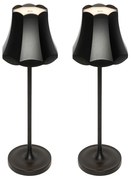 Комплект от 2 ретро настолни лампи черни презареждаеми IP44 - Granny
