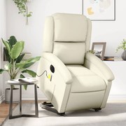 3204248 vidaXL Електрически изправящ масажен реклайнер стол, кремав, еко кожа