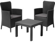 Тъмносив градински комплект за отдих от изкуствен ратан за 2 Salvador – Keter