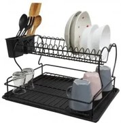 Метален сушилник за съдове на 2 етажа черен PERILLA-(71109)