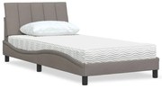 3310514 vidaXL Легло с матрак Hanko, таупе, 100x200 см, плат