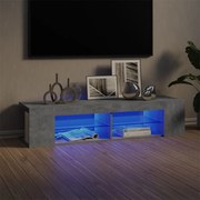 804233 vidaXL ТВ шкаф с LED осветление, бетонно сив, 135x39x30 см