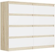 Комод с 8 чекмеджета R-120-S8 - различни цветови варианти сонома микс бяло