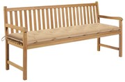 3062802 vidaXL Градинска пейка с бежово шалте, 175 см, тик масив