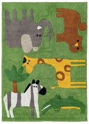 Зелен памучен детски килим подходящ за пране 120x160 cm Animals – Ixia