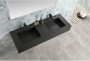 Мивка за баня 12049/140X50 MATT BLACK, двойна, стенен монтаж, кварц, черен мат, 140x50x18см