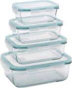 Комплект от 4 кутии за храна, прозрачни/в цвят мента