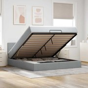 3312326 vidaXL Османска легло с матрак и LED, светлосиво, 180x200 см, плат