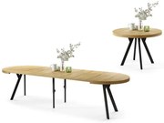 ВИТО Американски дъб/черни крака - ГОЛЯМА КРЪГЛА МАСА Ø110 РАЗТЕГАТЕЛНА ДО 310 cm С КРАКА Y ЛОФТ/ИНДУСТРИАЛНА