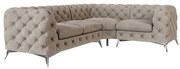 Сиво-бежов кадифен ъглов диван (десен ъгъл/L форма) Chelsea – Ropez