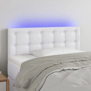 3121697 vidaXL LED Горна табла за легло, бяла, 100x5x78/88 см, изкуствена кожа